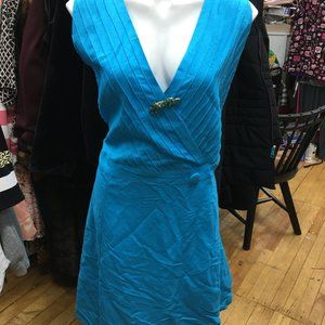 Ashley Stewart Aqua Large Linen Dress 42 Bust NWT  Box Vt1